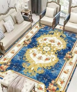 C&C Home 1-Piece Interior Decoration Luxurious Rectangular New Style Floral Design Fluffy Washable Sticky Printed Floor Carpet Home Décor Mat Rug 230x160 cm