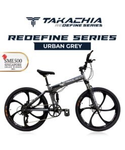 TAKACHIA Redefine Series 26 Inch [Solid Start Series] - Folding Mountain Bike - Foldable Bicycle for Men & Ladies (Urban Grey)