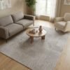 Noon East Carpet Rug Woven with Soft Texture |Metro Grid Design  - Grey  | Size - 160x230 cm - 5x7.5 ft | For Medium Sized Family room, Bedroom with queen beds, 4-6 seater Dinning area, Entry hallways & Foyers