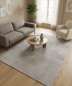Noon East Carpet Rug Woven with Soft Texture |Metro Grid Design  - Grey  | Size - 160x230 cm - 5x7.5 ft | For Medium Sized Family room, Bedroom with queen beds, 4-6 seater Dinning area, Entry hallways & Foyers