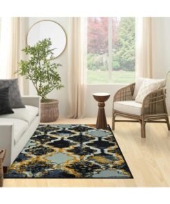 Story@Home Carpet For Bedroom, Area Washable Rugs For Bedroom, Kitchen Rug Abstract Print (Grey And Yellow, 90 X 150 Cm)