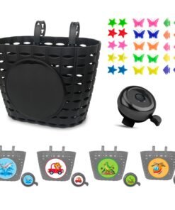 Noviko Kids Bike Basket Boy Bicycle Handlebar Basket With Bell Wheel Spokes For Girls