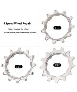 3-Piece 9S 11T 12T 13T Freewheel Flywheel Pinion For Bicycle, Bicycle Cassette Cog Single Speed Freewheel Compatible for Mountain and Road Bikes, Silver