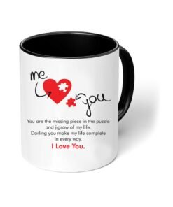 PRINTSHOP4ME Happy Valentine Day with a Black Two-Tone Coffee Mug - Perfect for Couples - Gift for Your Loved One - Gifts for Him Husband - Dad - Boyfriend on Valentines Day