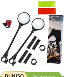 DUNISO 2 Pieces of Handlebar Bike Mirror, wide angle convex mirrors, riding side mirrors, 360 ° rotatable, suitable for most bicycles and electric scooters, 37.5 * 9cm, black