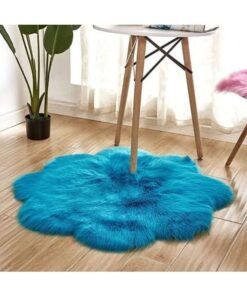 Harmony Home Ultra-Soft Fluffy Rug Faux Sheepskin Fur Area Rug Shaggy Couch Cover Seat Cushion Furry Runner Area Rugs Soft Fluffy Carpets for Living Room (Blue, 90 x 90 cm)