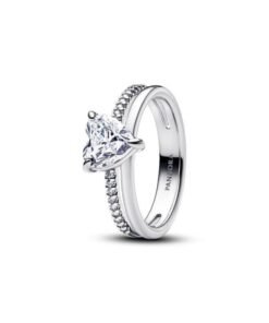 PANDORA Heart sterling silver ring with clear cubic zirconia