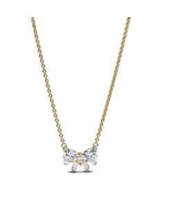 PANDORA Bow 14k gold-plated collier with clear cubic zirconia