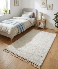 Noon East Carpet Shaggy Rugs with Soft Texture, Color - Cream, Size - 120x170 cm - 4x5.5 ft, Design - Nimbus Plush , Ideal  for Mid-Small sized Family room, Bedroom with twin or queen beds, Home office, Entry hallways, Foyers or Balcony