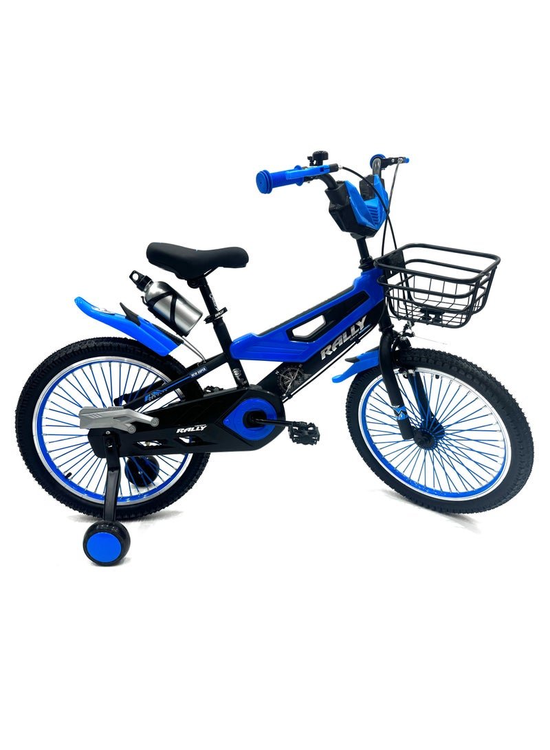 RALLY BICYCLE 20-Inch Kids Road Bike | 20-Inch Wheel Size | Adjustable Seat | Training Wheel | Chain Cover, Basket And Water Bottle | Blue Color