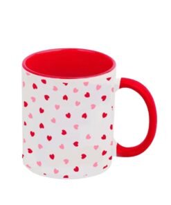 RYN Valentine's Day Mug 11oz - Love Gift for Her, Cup with Hearts, Romantic Coffee Mug, Anniversary Present, Valentine Decor RED