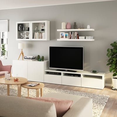 TV storage combination, white, 300x42x195 cm - Image 2