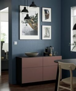 Alternative view of Storage combination w doors/drawers, black-brown/Hjortviken/Stubbarp brown, 120x42x74 cm