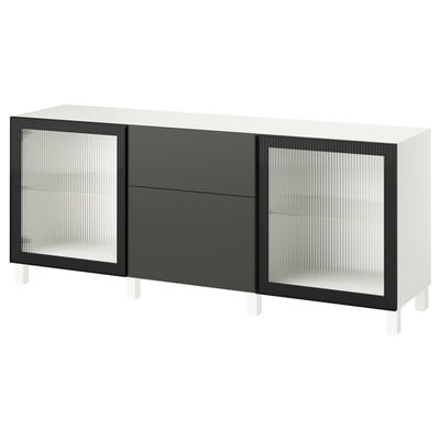 Storage combination with drawers, white Lappviken/Stubbarp/Fällsvik anthracite, 180x42x74 cm