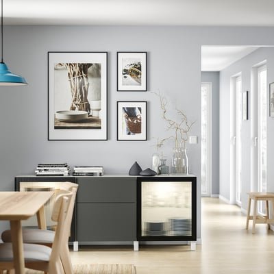 Storage combination with drawers, white Lappviken/Stubbarp/Fällsvik anthracite, 180x42x74 cm - Image 2