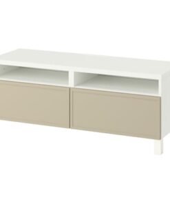 TV bench with drawers, white/Krukmakare beige, 120x42x48 cm