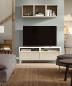 Alternative view of TV bench with drawers, white/Krukmakare beige, 120x42x48 cm