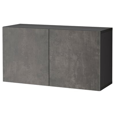 Wall-mounted cabinet combination, black-brown Kallviken/dark grey concrete effect, 120x42x64 cm