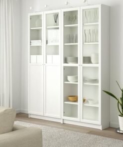 Alternative view of Bookcase with panel/glass doors, white/glass, 160x30x202 cm