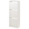 Shoe cabinet with 3 compartments, white, 49x28x135 cm