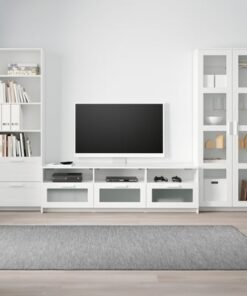 Alternative view of TV storage combination/glass doors, white, 320x41x190 cm