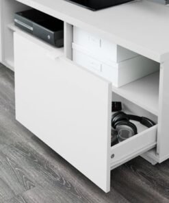 Alternative view of TV bench, high-gloss white, 160x42x45 cm