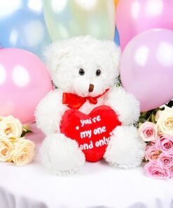 Cuddles Teddy Bear With Heart, 10″Soft White Stuffed Bear Plush Toy, Valentines Day Gifts For Him And Her,Gifts For Girlfriend Boyfriend