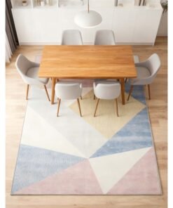 Noon East Carpet Rug Anti-Slip-  Size- 274 x 366 cm - 9x12 ft | Geometric Boho Design | Color- Dusty Pink Multi| Ideal as Carpets for Living room, Bedroom & Office. Perfect for large spaces