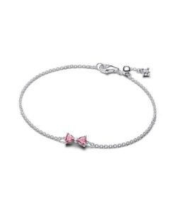 PANDORA Bow sterling silver bracelet with fancy pink and clear cubic zirconia
