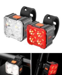 GROIC Bike Lights for Night Riding Bicycle Headlight and Taillight Set Accessories, Rechargeable Bicycle Lights Set Super Bright 8+9 Modes, for Night Riding/Cycling Safety, Front and Back Taillight