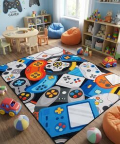 Noon East Kids Carpet Rug with Anti Slip Backing | Size - 160x230 cm - 5x7.5 ft |Game On - Multi Color | Soft Play Mat for Nursery, Children's room, Bedroom