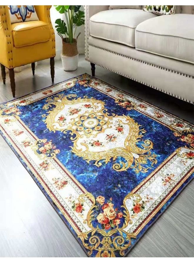fashionhome 1-Piece Interior Decoration Luxurious Rectangular New Style Floral Design Fluffy Washable Sticky Printed Floor Carpet Home Décor Mat Rug 230x160 cm