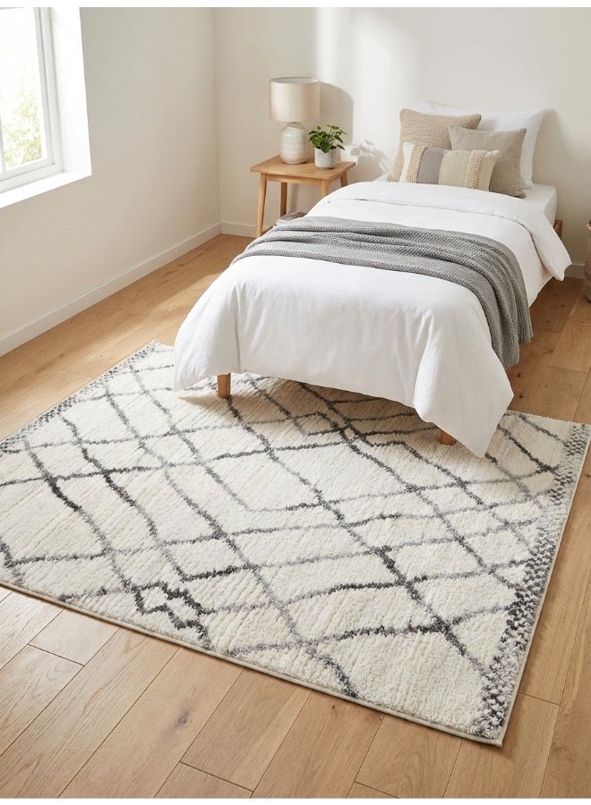 Noon East Carpet Shaggy Rugs with Soft Texture, Color - Grey, Size - 120x170 cm - 4x5.5 ft, Design - Rivo Cashmere, Ideal for Mid-Small sized Family room, Bedroom with twin or queen beds, Home office, Entry hallways, Foyers or Balcony