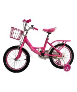 Kids Bicycle with Training Wheels – 16 Inch Pink Bike with Basket & Back Carrier – Ideal for Girls – Durable Steel Frame