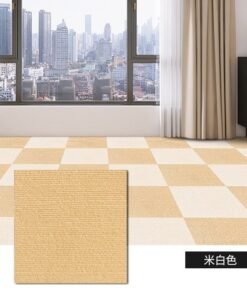 Haidue 15 pcs Creamy Style Splicing Carpet, 30x30cm Self-Adhesive Floor Mat, Living Room/Bedroom/Children's Room, Environmental-Friendly, Non-Slip, Machine Washable, Pet-Friendly