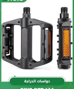 GROIC Mountain Bike Pedals 9/16 Inch - Bicycle Flat Pedals with Reflectors - Lightweight Aluminum Alloy Wide Platform Pedals for Mountain Bike, BMX, Road Bike Pedals