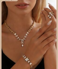 AuliceVerse Valentine's Gift - 3 Pcs AdjustableNecklace, Earrings & Bracelet Set StarTassel Alloy Crystal Jewelry Set with GiftBox - Perfect for Weddings, Parties &Evening Events