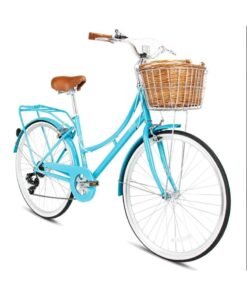 Spartan Platinum Women’s 24” City Bicycle – Stylish Vintage Retro Design, Lightweight Frame, Shimano 1 x 7 Speed Gear System, 24 Inch Wheels, Dual Rim Braking, Basket and Rear Carrier, Urban Bicycle | Turquoise SP-3126-XS