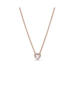 PANDORA Heart 14k rose gold-plated collier with clear cubic zirconia