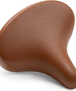 Bikeroo Wide Cruiser Saddle - Comfort Seat Fits Indoor & Outdoor Bicycles - Steel Spring & Elastomer Suspension - Memory Foam - Vintage Brown