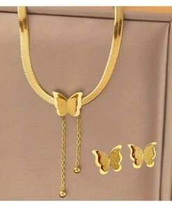 Goolsky 3pcs/set Butterfly Set Stainless Steel Material Electroplated Gold Plated Fashion Classic Style Set Not Easy to Allergy Birthday Gift Valentine's Day Gift