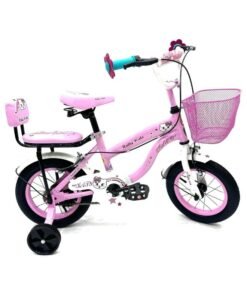 RALLY BICYCLE 12-Inch Kids Bike For Girls | 12-Inch Wheel Size| With Training Wheels |Chain Cover | Basket And Rear Seat | Light Pink