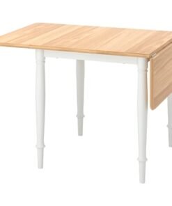 Drop-leaf table, oak veneer/white, 74/134x80 cm
