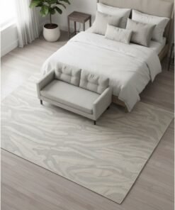 Noon East Carpet Rug Plaza Ripple Design Cream | Size - 160x230 cm - 5x7.5 ft  | For Medium Sized Family room, Bedroom with queen beds, 4-6 seater Dinning area, Entry hallways & Foyers