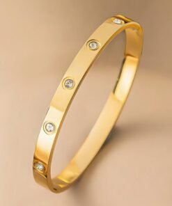 Lee Yon Love Bracelet Bangle for Women Gilrs with Cubic Zirconia Stones Stainless Steel Hinged Jewelry with Crystal Oval Bracelet Best Gifts for Love with Valentine's Day Birthday, Gold