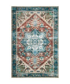 Noon East Carpet Rug Anti-Slip-  Size- 122x183 cm - 4x6 ft | Royal Heritage Design | Color- Rust Red| Ideal as Carpets for Living room, Bedroom, Office, Entry hallways, Foyers or balcony