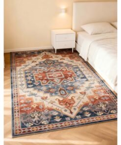 Noon East Carpet Rug Anti-Slip-  Size- 153 x 214 cm - 5x7 ft | Royal Heritage Design | Color- Red & Blue| Ideal as Carpets for Living room, Bedroom, Office, Entry hallways, Foyers or balcony