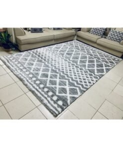 HANDPICKED FURNITURE Fluffy Shaggy Grey Rectangular Carpet Ultra Soft Area Carpets For Bed Room Living Room And Dining Room Anti-Slip Floor Carpets Easy To Clean Made In Turkey