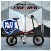 Battle 16 Inch Lightweight Folding Bike - Foldable Bicycle For Men & Ladies & Kids (Fire Red)