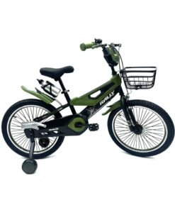 RALLY BICYCLE 20-Inch Kids Road Bike | 20-Inch Wheel Size | Adjustable Seat | Training Wheel | Chain Cover, Basket And Water Bottle | Army Green Color